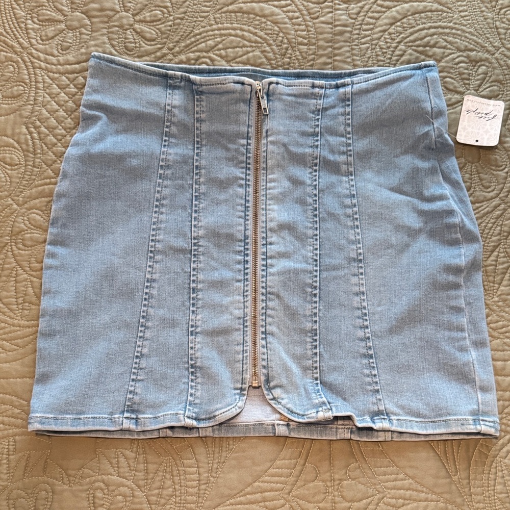 Free People Denim Blue Mini Skirt